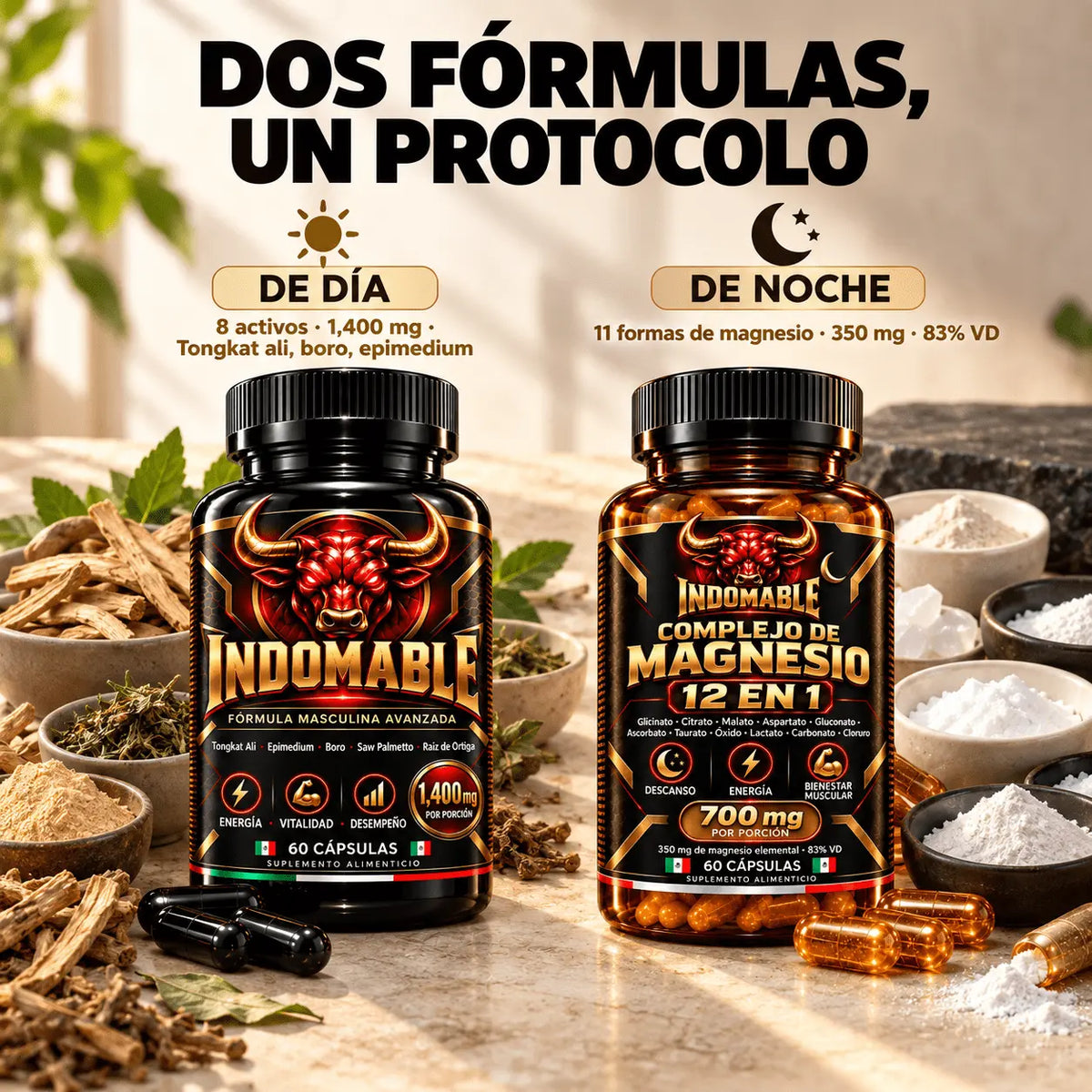 Protocolo Completo INDOMABLE · Día + Noche · 2 frascos