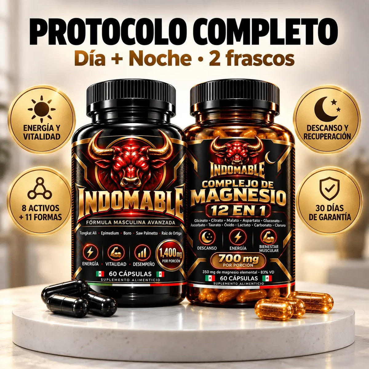 Protocolo Completo INDOMABLE · Día + Noche · 2 frascos